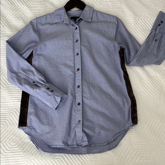 J. Crew Blue Sequin Button-Up Shirt - Picture 5 of 12